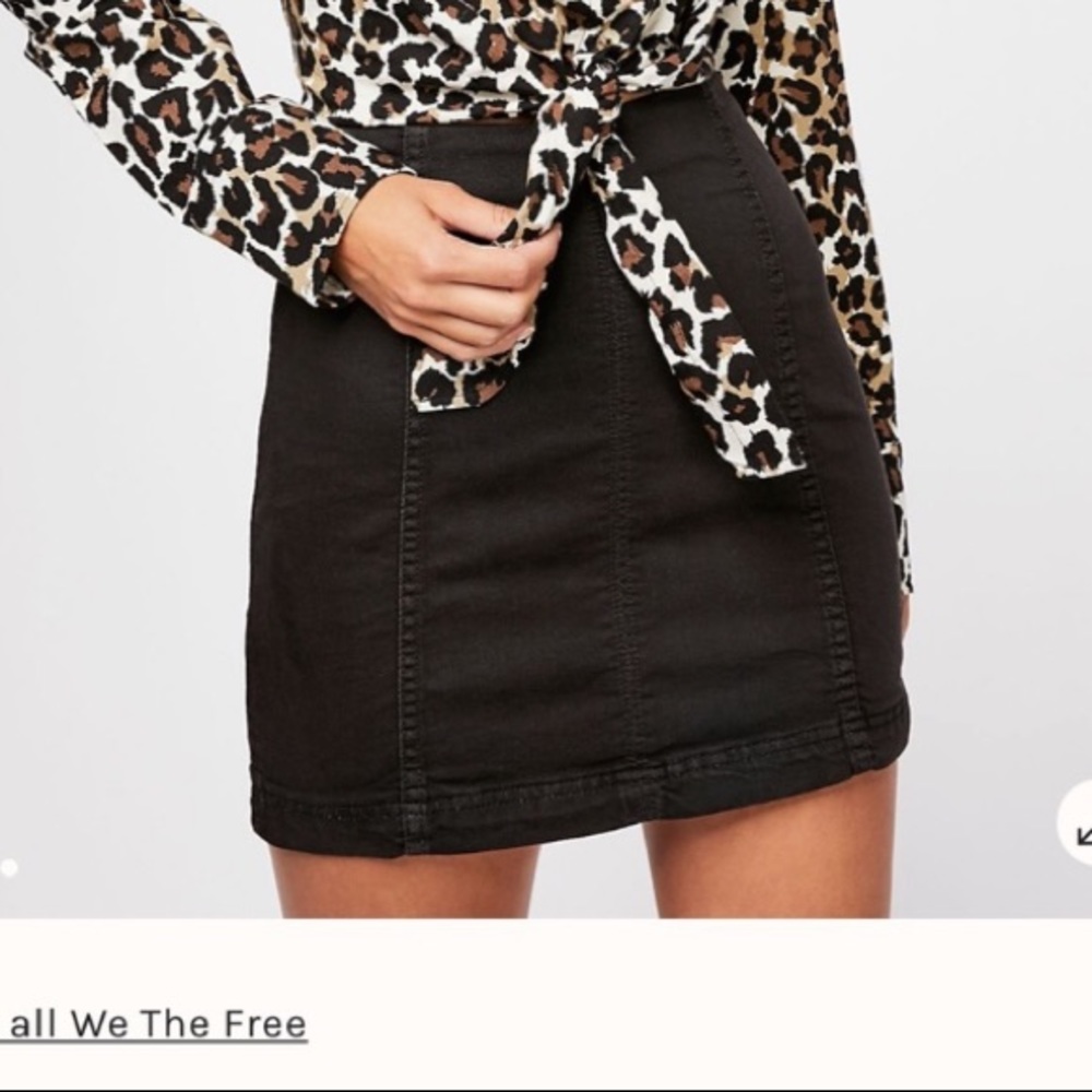 Free People black modern femme denim skirt